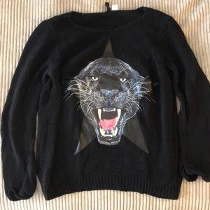 Oversized chunky panther print sweater